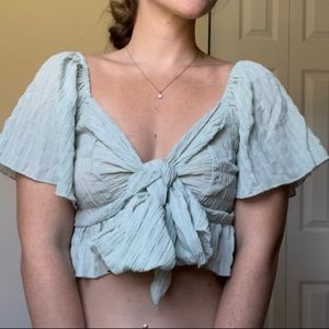 Sage green flowy top